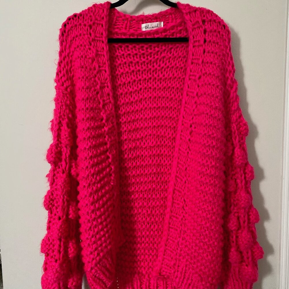 Vintage Chunky Pink Knit Cardigan